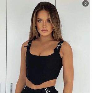 White fox black crop top bustier